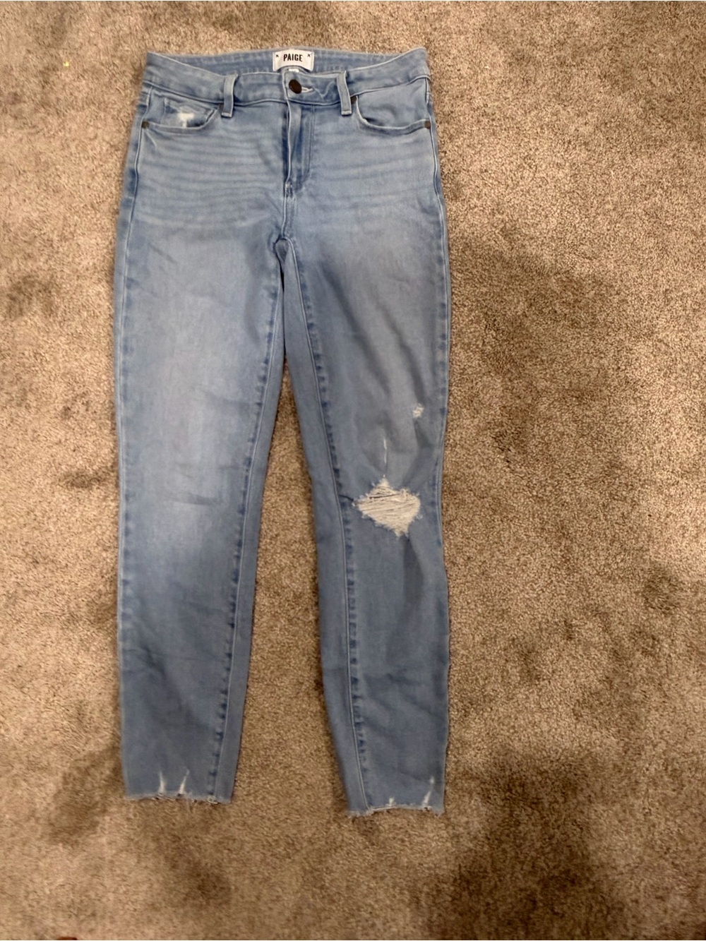PAIGE Light Wash Distressed Skinny Jeans verdugo ankle